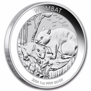 Срібна монета 1oz Австралійський Вомбат 1 долар 2024 Австралія