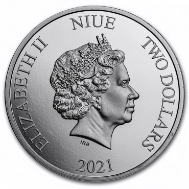 Срібна монета 1oz Володар Перстнів: Фродо Беггінс 2 долари 2021 Ніуе (пруф, кольорова)