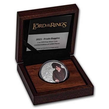 Серебряная монета 1oz Властелин Колец: Фродо Бэггинс 2 доллара 2021 Ниуэ (пруф, цветная)