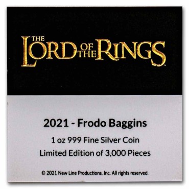 Срібна монета 1oz Володар Перстнів: Фродо Беггінс 2 долари 2021 Ніуе (пруф, кольорова)