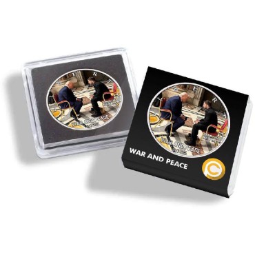 Срібна монета 1oz ВІЙНА ТА МИР Трамп Зеленський Ватикан 1 долар 2025 США (кольорова)