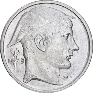 Серебряная монета 50 франков 1949 Бельгия