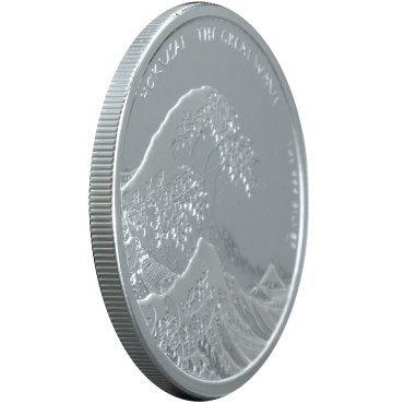 Серебряная монета 1oz Хокусай Большая волна 1 доллар 2017 Фиджи