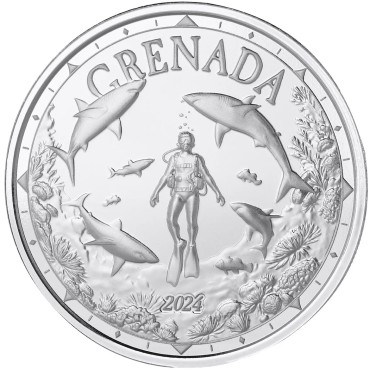Серебряная монета 1oz Гренада 2 доллара 2024 Восточные Карибы