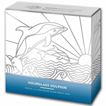 Срібна монета 1oz Хрестоподібний Дельфін 5 доларів 2024 Австралія (пруф, високий рельєф)
