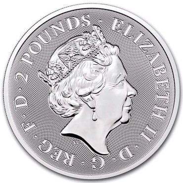 Срібна монета 1oz Святий Георгій і Дракон 2 фунти 2021 Великобританія