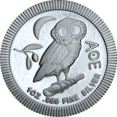 Серебряная монета 1oz Афинская Сова 2 доллара 2019 Ниуэ