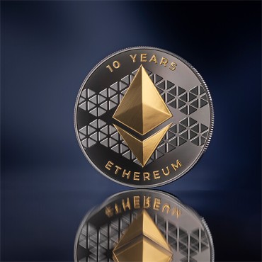 Срібна монета 1oz Ефіріум 0,001 ефіру 2025 Сполучені Крипто Штати (позолота)