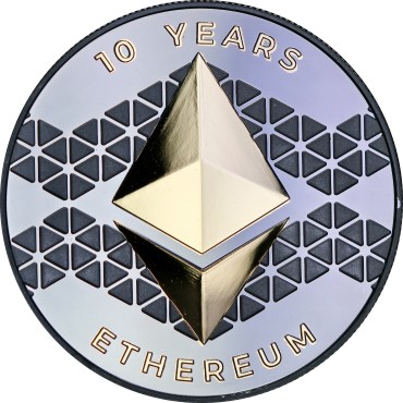 Срібна монета 1oz Ефіріум 0,001 ефіру 2025 Сполучені Крипто Штати (позолота)