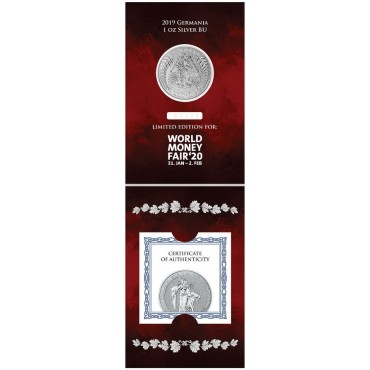 Серебряная монета 1oz 5 марок Германия 2019 "Limited Edition for WORLD MONEY FAIR'20"
