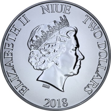 Серебряная монета 1oz Год Собаки Дисней Микки Маус 2 доллара 2018 НИУЭ