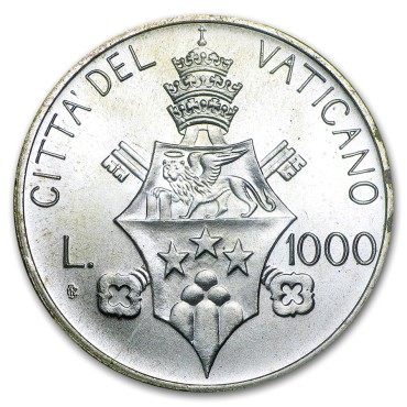 Серебряная монета 1000 лир 1978 Ватикан