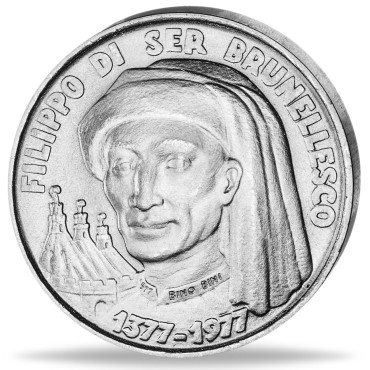 Срібна монета 600 Років З Дня Народження Філіппо Брунеллескі 1000 лір 1977 Сан-Марино