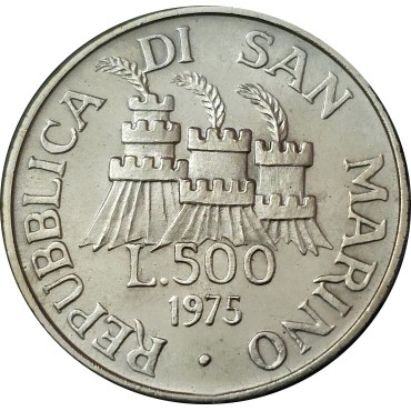 Срібна монета Скульптор 500 лір 1975 Сан-Марино