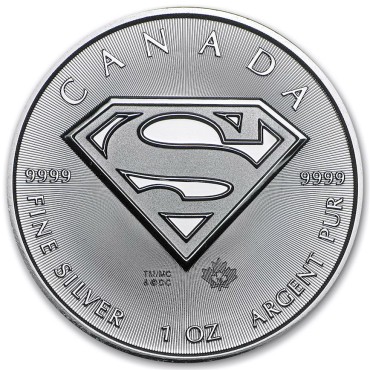 Срібна монета 1oz Супермен 5 доларів 2016 Канада