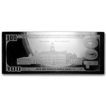 Срібна банкнота 4oz "100 доларів" 2019 США  (пруф, цветная)