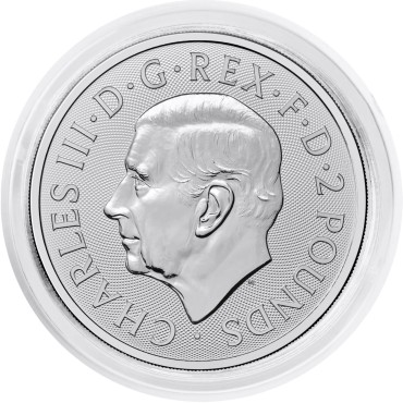Серебряная монета 1oz Британский Лев 2 английских фунта 2025 Великобритания