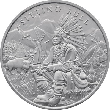 Срібний раунд 1oz Легендарні Воїни: Сидячий Бик США