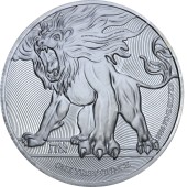 Срібна монета 1oz Юдейський Лев 2 долара 2019 НІУЕ