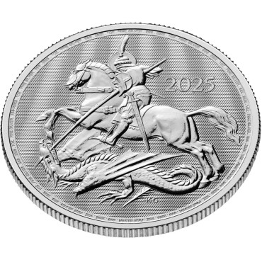 Серебряная монета 1oz Святой Георгий и Дракон 2 фунта 2025 Великобритания