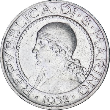 Срібна монета 5 лір 1932 Сан-Марино