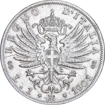 Купить-Серебряная монета 1 лира 1901 Италия в Киеве с доставкой по всей Украине