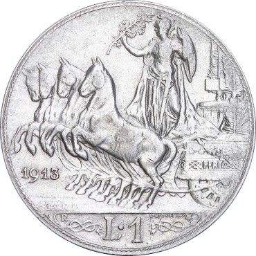 Серебряная монета 1 лира 1913 Италия