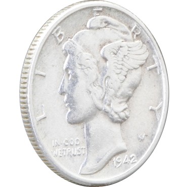 Серебряная монета Один Дайм 10 центов 1942 США