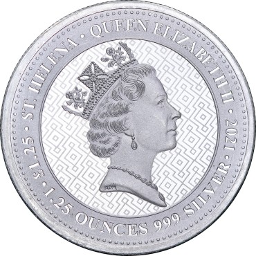 Серебряная монета 1,25oz Сидящая Британия 1.25 фунтов стерлингов 2021 Остров Святой Елены