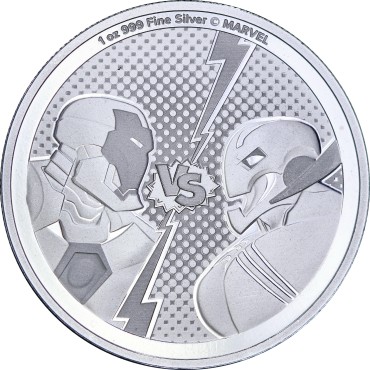 Серебряная монета 1oz Железный Человек против Альтрона 2 доллара 2025 Ниуэ