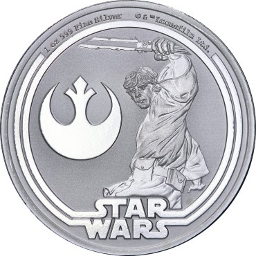 Серебряная монета 1oz Люк Скайуокер "Звездные Войны" 2 доллара 2025 Ниуэ