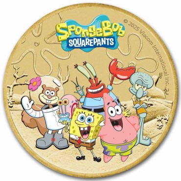 Монета Губка Боб Квадратные Штаны 1 доллар 2025 Тувалу (цветная)