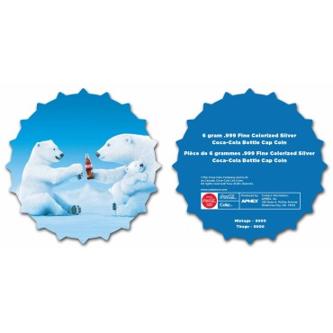 Срібна монета 6 грам Білий Ведмідь Coca-Cola 1 долар 2023 Ніуе (кольорова)