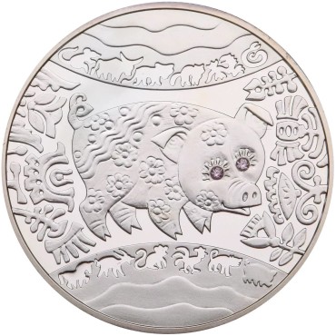 Серебряная монета 1/2oz Год Свиньи (Кабана) 5 гривен 2007 Украина