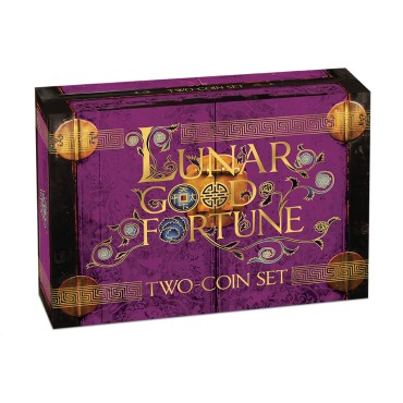 Набор серебряных монет 2oz Год Свиньи «Богатство и Мудрость» 2019 Тувалу (цветные, пруф)