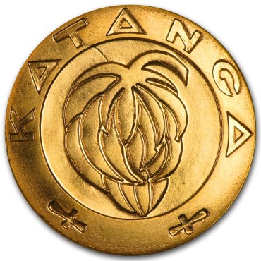 Золотая монета Бананы 5 франков 1961 Катанга