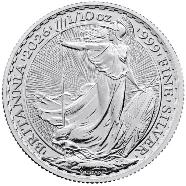 Серебряная монета 1/10oz Британния 20 пенсов 2026 Великобритания