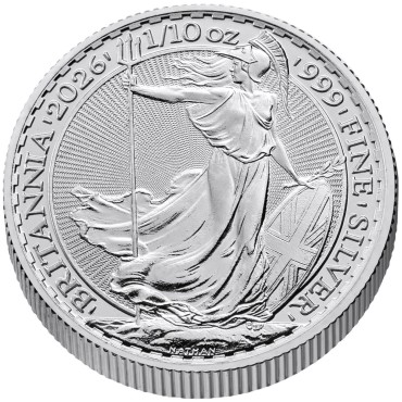 Серебряная монета 1/10oz Британния 20 пенсов 2026 Великобритания