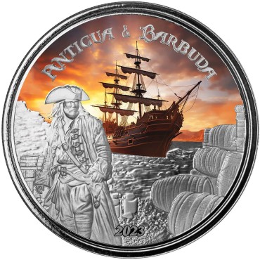 Срібна монета 1oz Антігуа та Барбуда 2 долара 2023 Східні Кариби (кольорова)