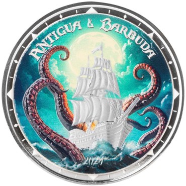 Срібна монета 1oz Антігуа та Барбуда 2 долара 2024 Східні Кариби (кольорова)