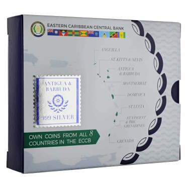 Срібна монета 1oz Антігуа та Барбуда 2 долара 2020 Східні Кариби (кольорова)