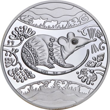 Серебряная монета 1/2oz Год Крысы 5 гривен 2008 Украина