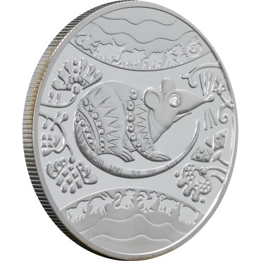 Серебряная монета 1/2oz Год Крысы 5 гривен 2008 Украина