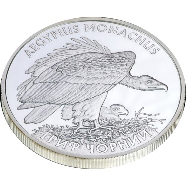 Серебряная монета 1oz Гриф Черный 10 гривен 2008 Украина