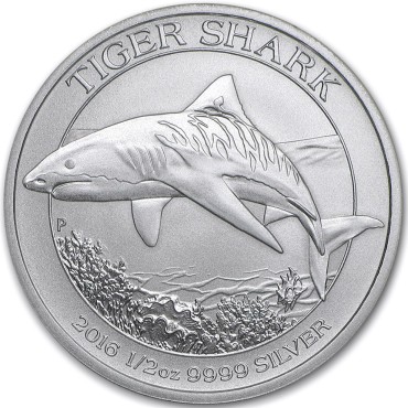 Серебряная монета 1/2oz Тигровая Акула 50 центов 2016 Австралия