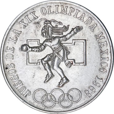 Срібна монета Літні Олімпійські Ігри Мехіко 25 песо 1968 Мексика (AU/BU)
