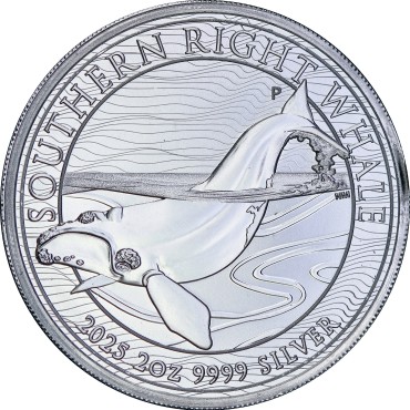 Срібна монета 2oz Південний Гладкий Кит 2 долари 2025 Австралія