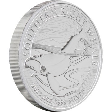 Серебряная монета 2oz Южный Гладкий Кит 2 доллара 2025 Австралия