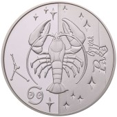 Серебряная монета 1/2oz Рак 5 гривен 2008 Украина