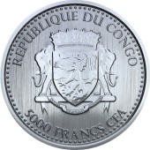 Серебряная монета 1oz Сильвербэк Горилла 5000 франков КФА 2016 Конго